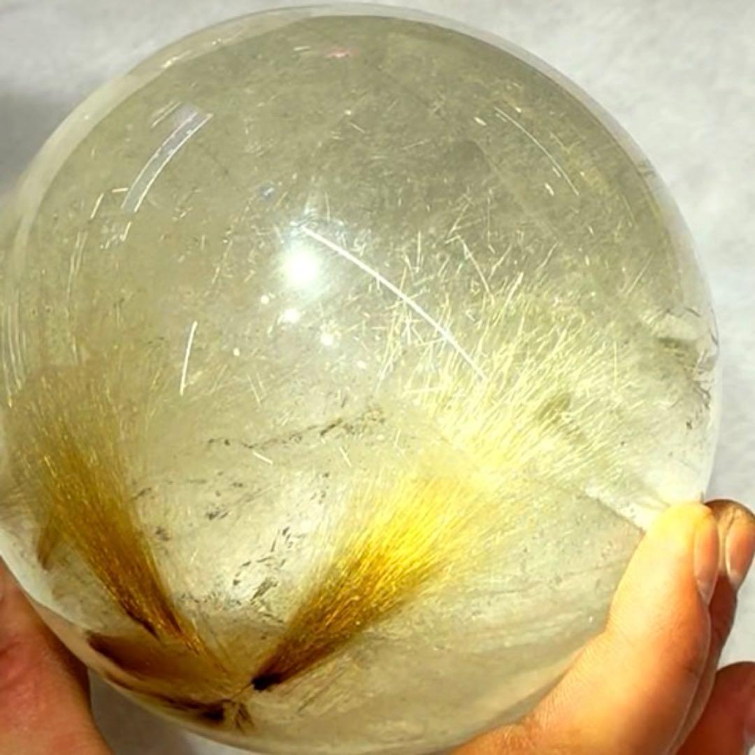 超超特大‼️122mm ゴールドルチルクォーツ　スフィア　金針水晶　パワーストーン