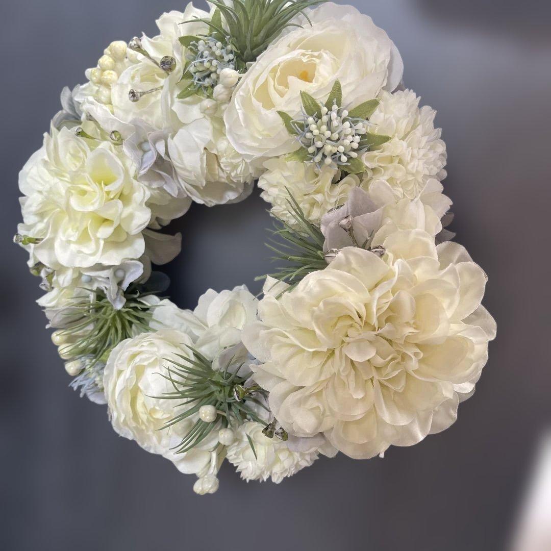toytoy 気まぐれ縁リース【ホワイトリース】白　壁掛け　結婚式　小さめ