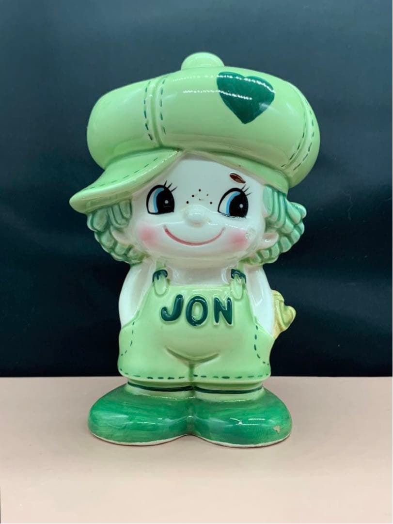 内藤ルネ　JON グリーン　貯金箱　陶器