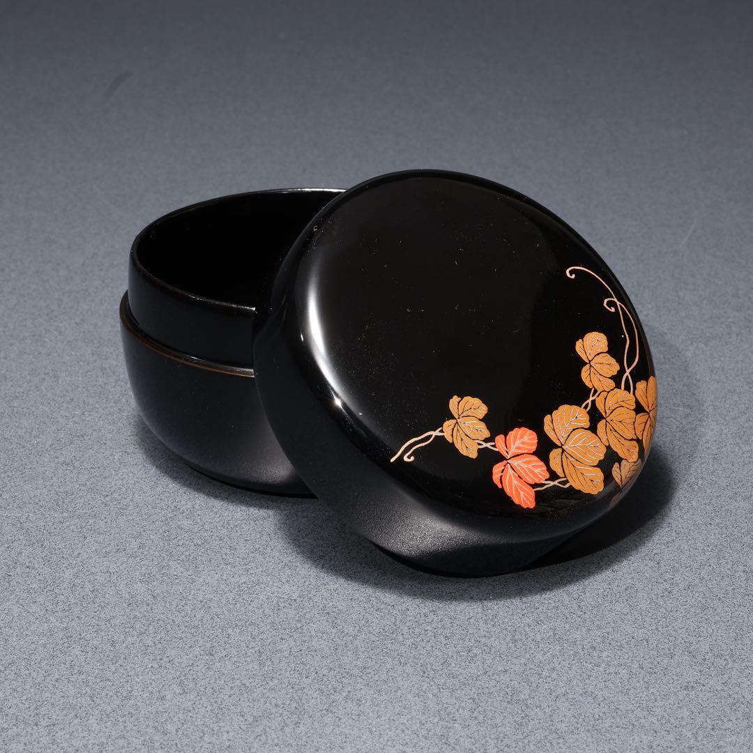平棗　蔦蒔絵　坂下仙秀　共箱　山中塗　R1693P2