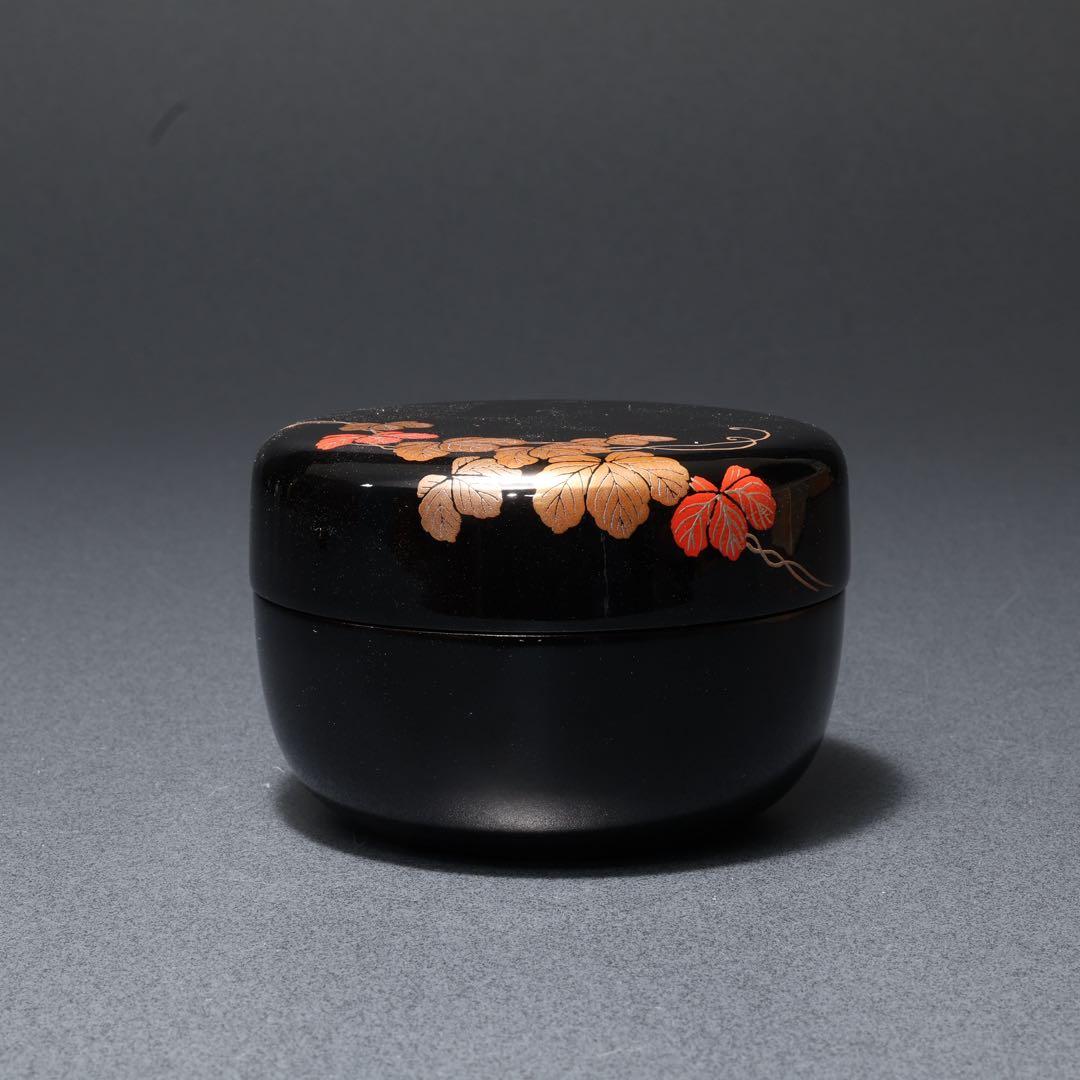 平棗　蔦蒔絵　坂下仙秀　共箱　山中塗　R1693P2