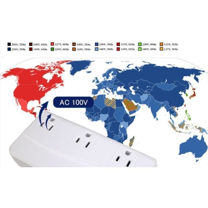 【即買OK】海外旅行用 変圧器 変換プラグ付き90V-240V to 100V