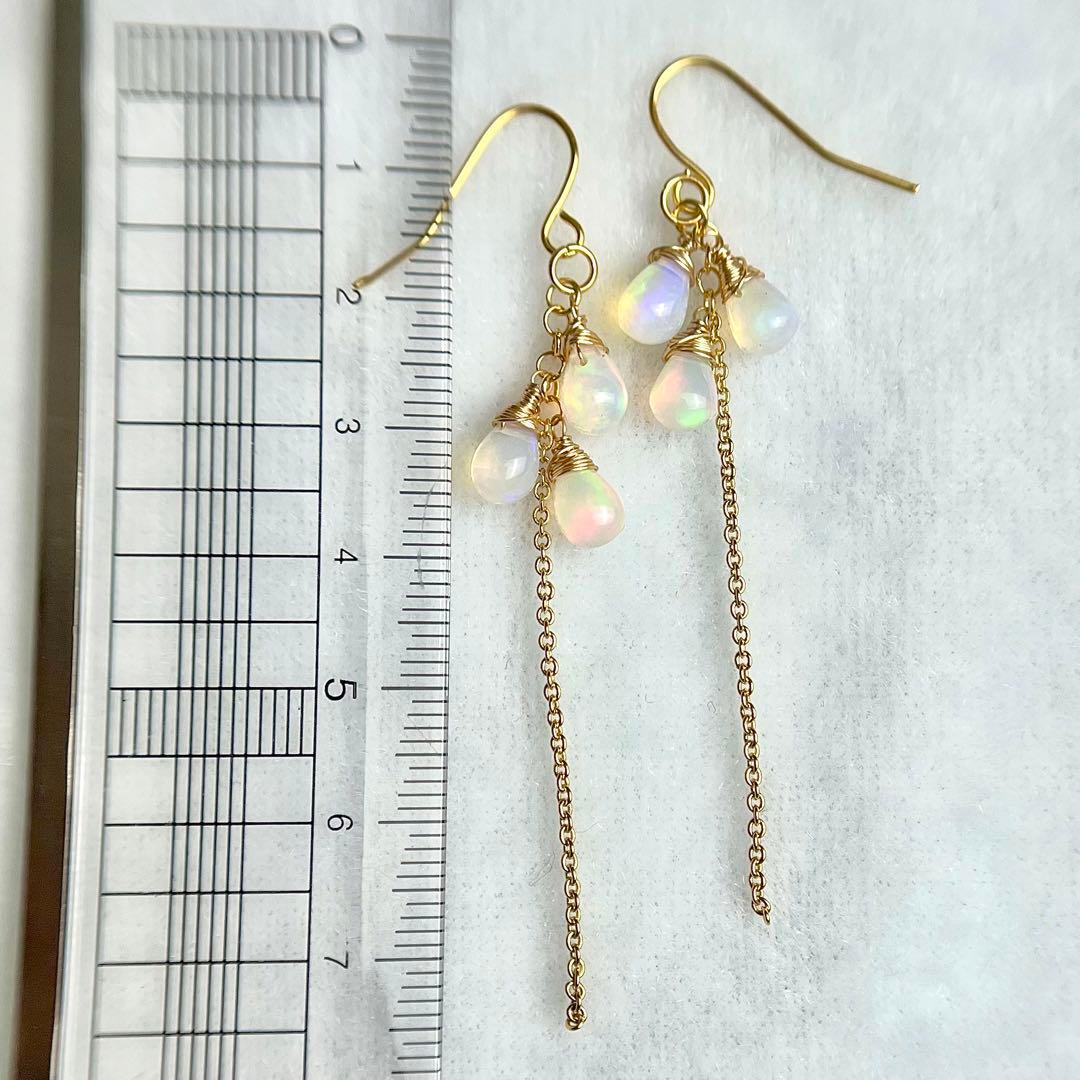 宝石質 エチオピアオパール チャーム イヤリング ピアス