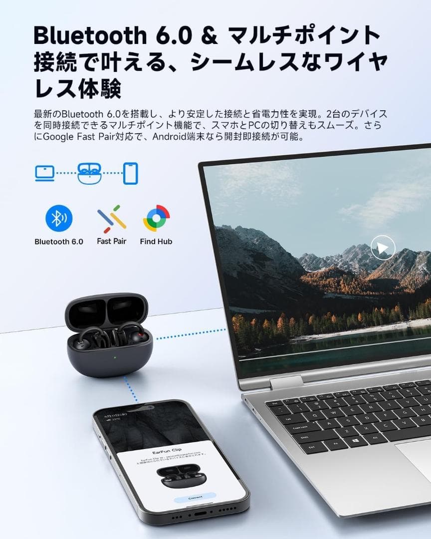 【新品未開封・定価8千円】EarFun Clip イヤーカフイヤホン 防塵防水