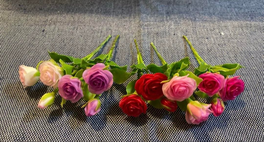 ＊20本セット＊ハンドメイド＊バラ・薔薇＊ミニ花＊樹脂粘土＊