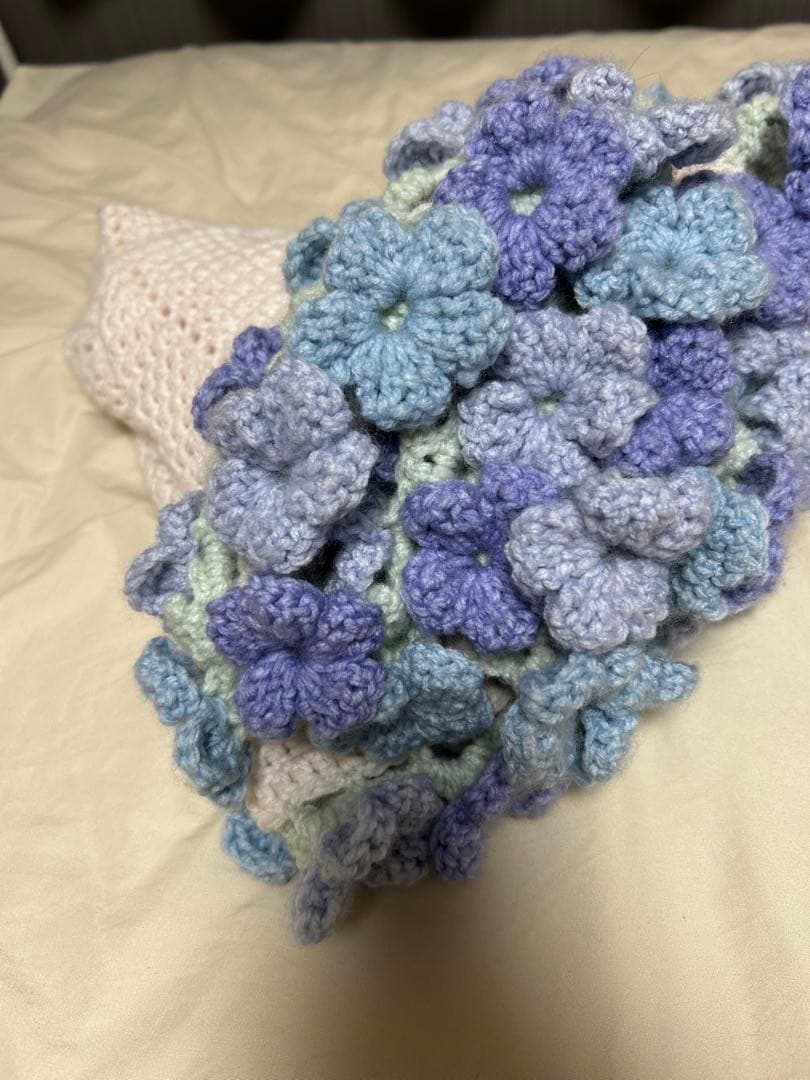 花束ブランケット　75cm 3色ネモフィラ　ブルー　ハンドメイド
