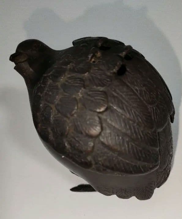 鶉(うずら)香炉　青銅製　骨董品
