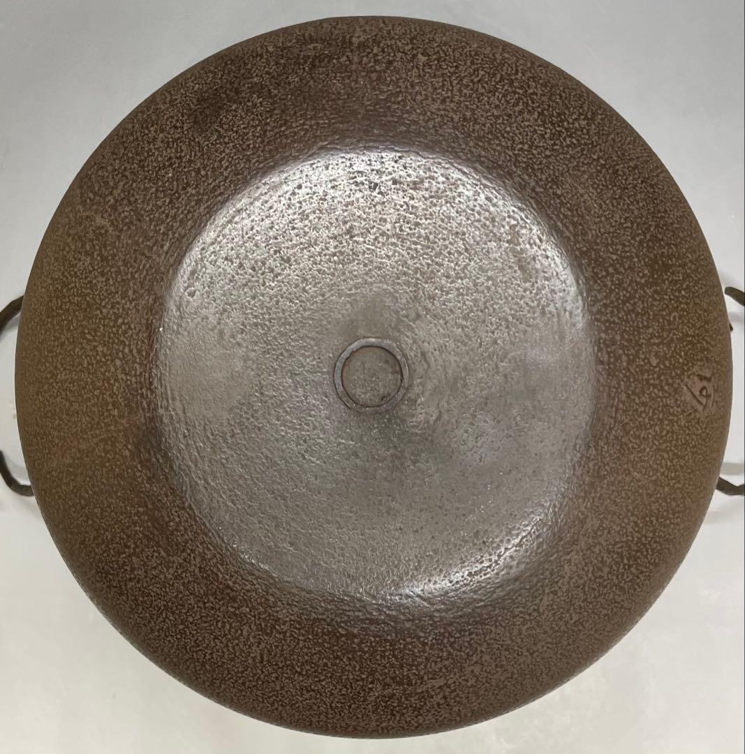 角谷沙村　尻張釜　釜釻　茶釜　共箱　共布(釜釻) n5433