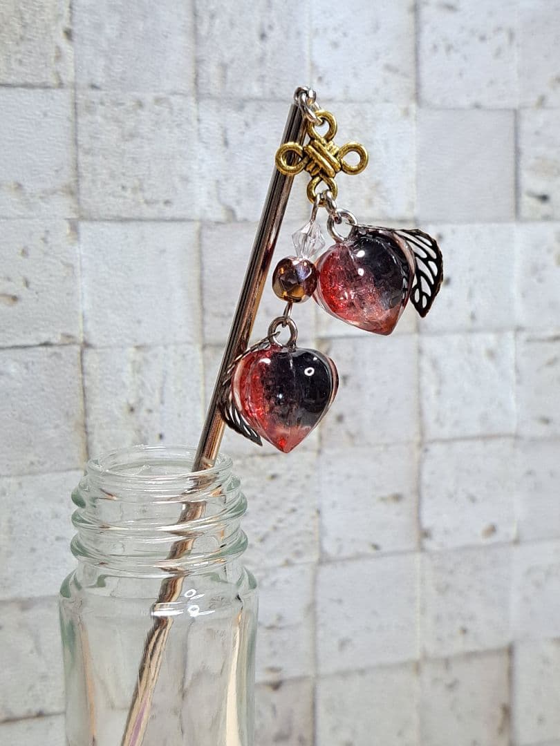 鬼灯（にじみ絵風) 　ピアス　イヤリング（ハンドメイド）
