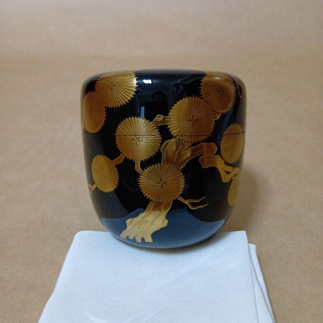 茶道具　大棗老松蒔絵 内梨地