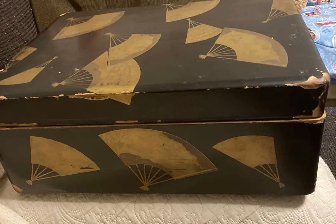 漆器 文箱 扇子模様