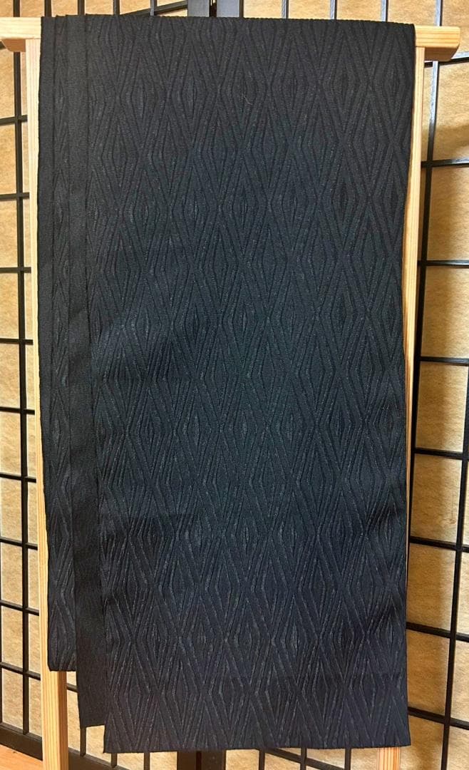 大人の兵児帯　黒クロステッチ1