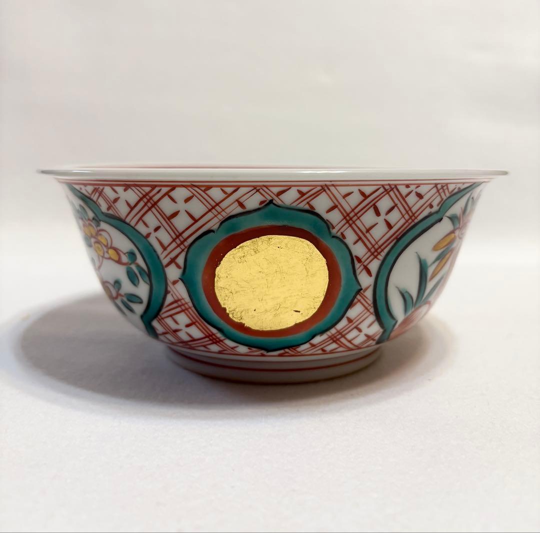 倣赤絵松竹梅 鉢 華洛音羽山窯 金彩 京焼 菓子鉢 盛鉢 赤絵 陶芸 共箱