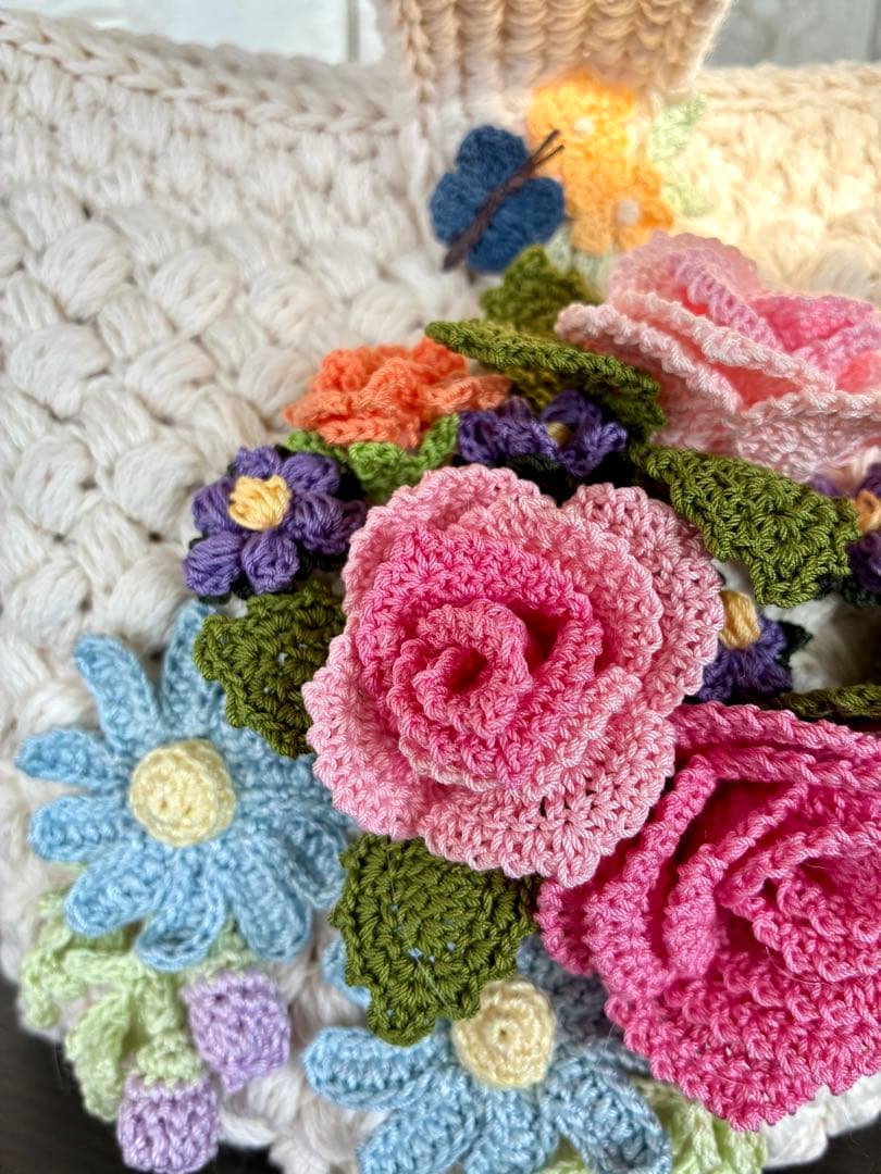 ハンドメイド ワンハンドルバッグ ✿ 花モチーフ内布リバティ／2WAY対応