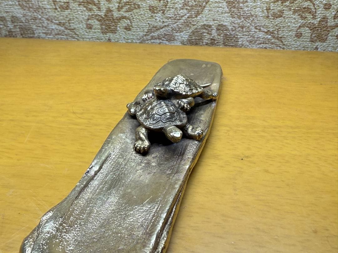 カメの彫刻 金属製置物文鎮工芸品 アンティ ーク 骨董品