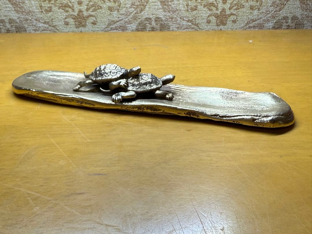 カメの彫刻 金属製置物文鎮工芸品 アンティ ーク 骨董品