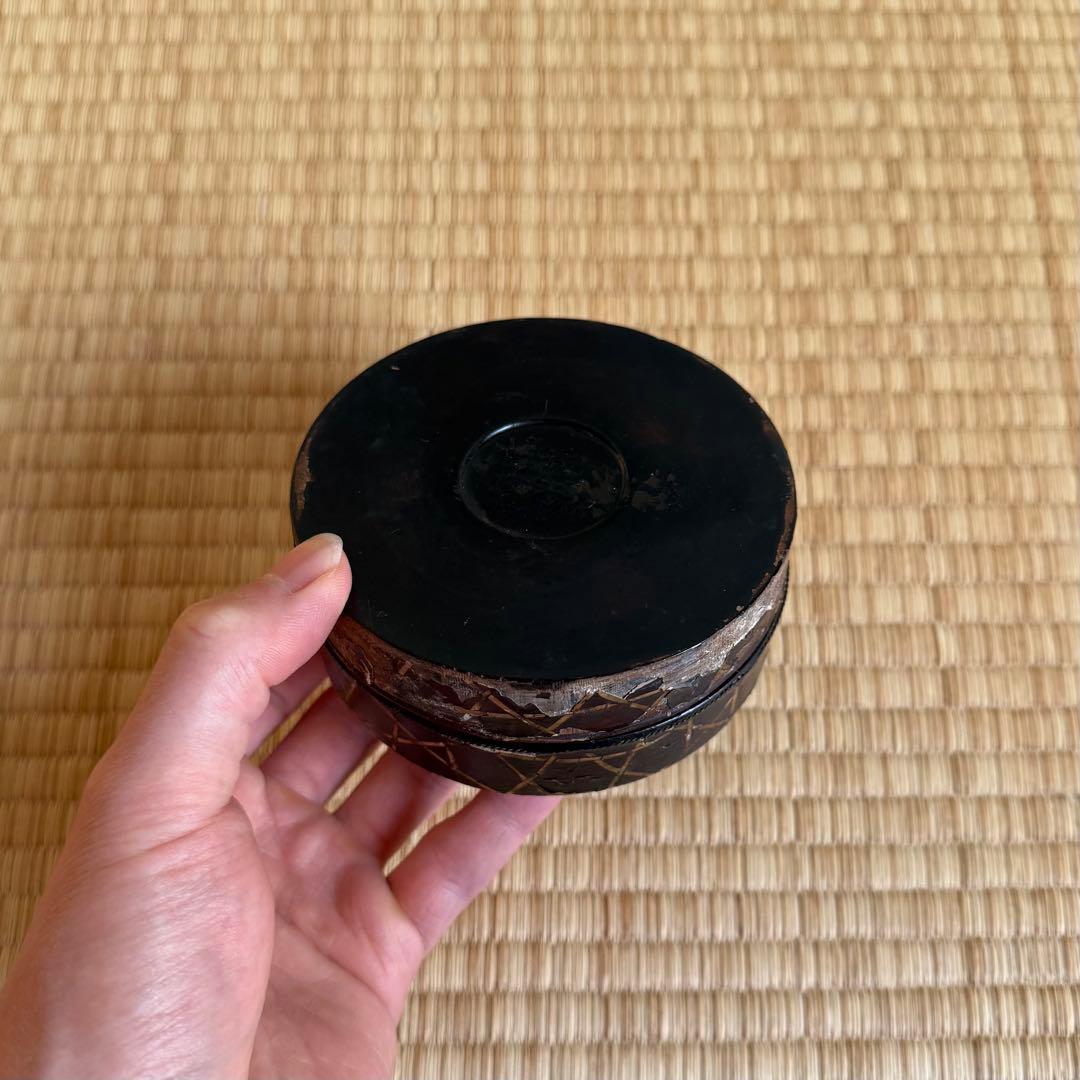 螺鈿 香合 菊文様 室町時代 江戸時代 漆器 漆 茶道具 古美術 骨董 民藝
