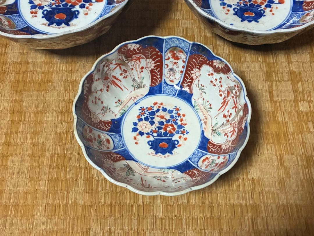 古伊万里 色絵 金彩 花鳥紋 三ツ組鉢