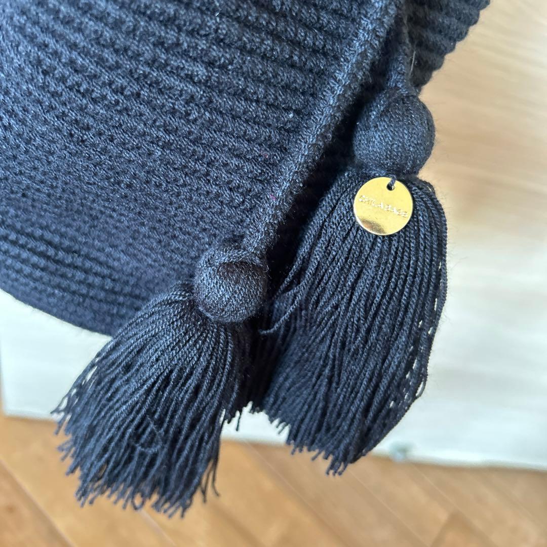新品CHILA BAGS黒フリンジ付きニット編ショルダーバッグハンドメイド手作り