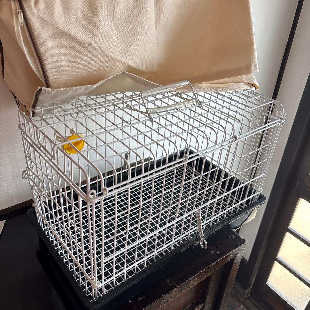 小動物　うさぎ　お出掛け　金属製　ケージ カバー　給水　付き　犬　ネコ　ラット