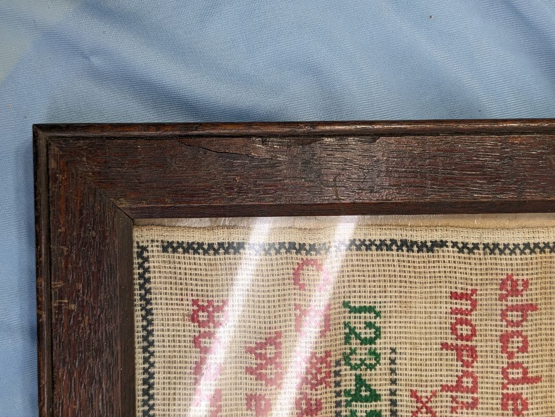 イギリス アンティーク 1887年 スクールサンプラー 刺繍額