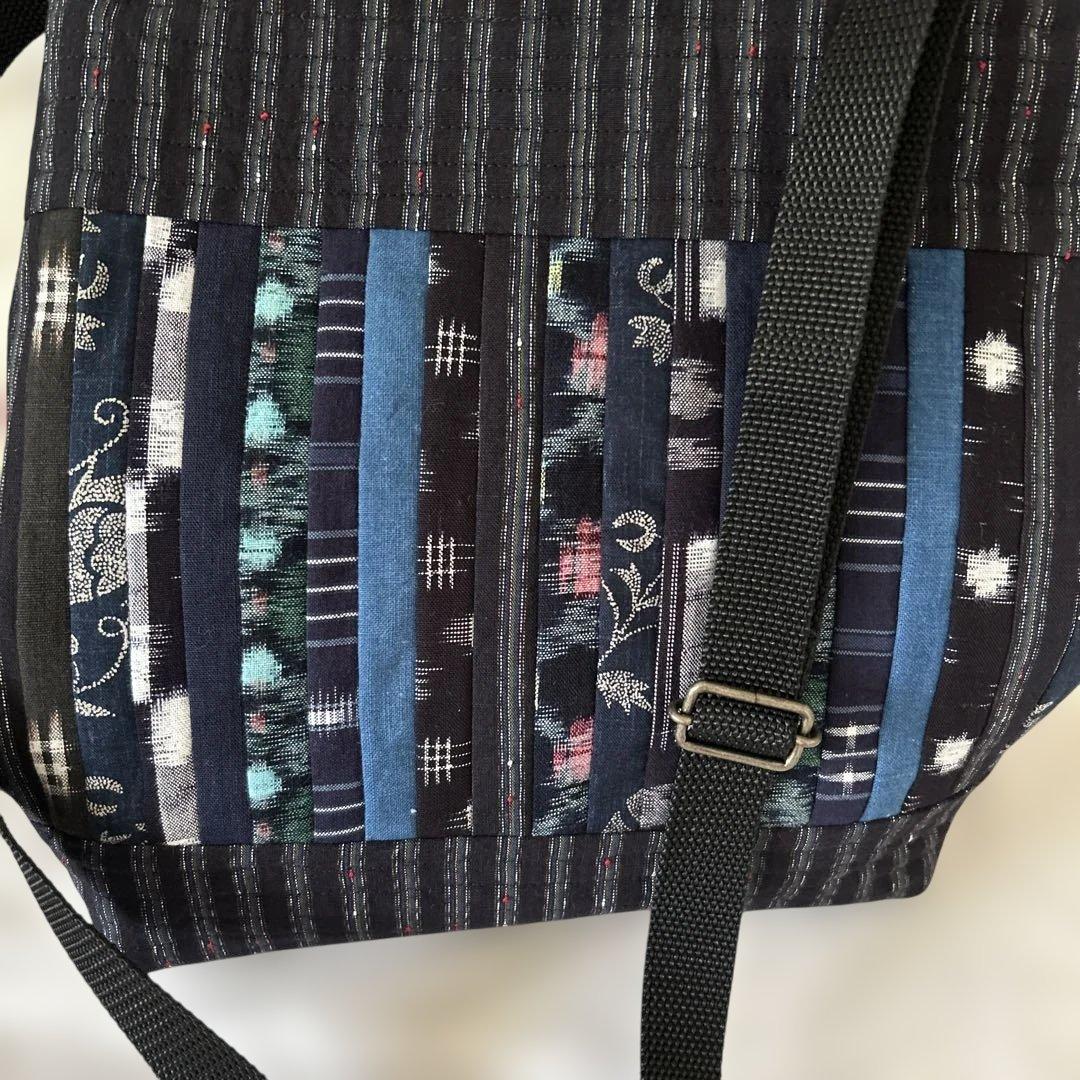 藍染古布　ショルダーバッグ ハンドメイド　かた紐調節可能
