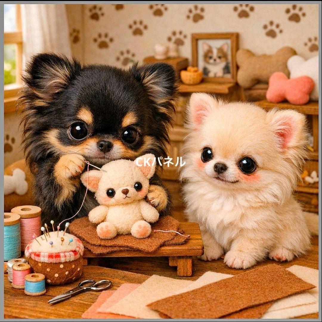 激レア柴犬、パグ、トイプー、マルチーズ、チワワ、ポメラニアンパネル生地