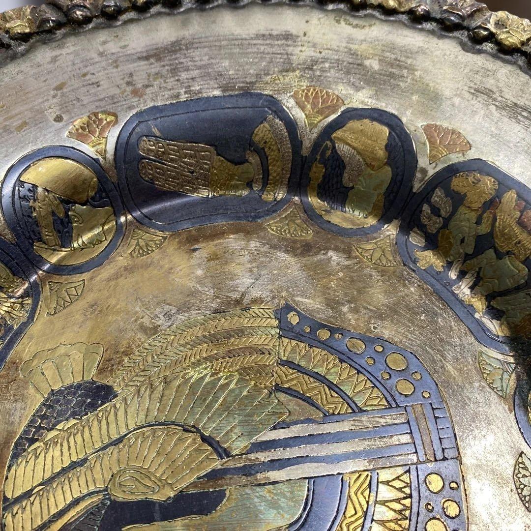 【希少⭐︎アンティーク】古代エジプト風 クレオパトラ装飾皿　壁掛け　2枚　金属製