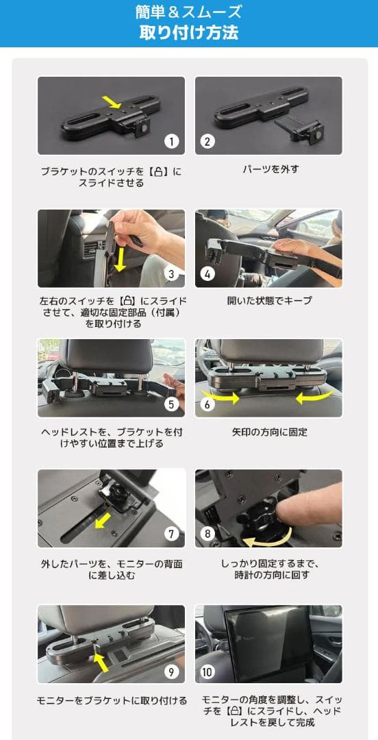DVDプレーヤー 車載用 後部座席 11.6インチ ヘッドレストモニター