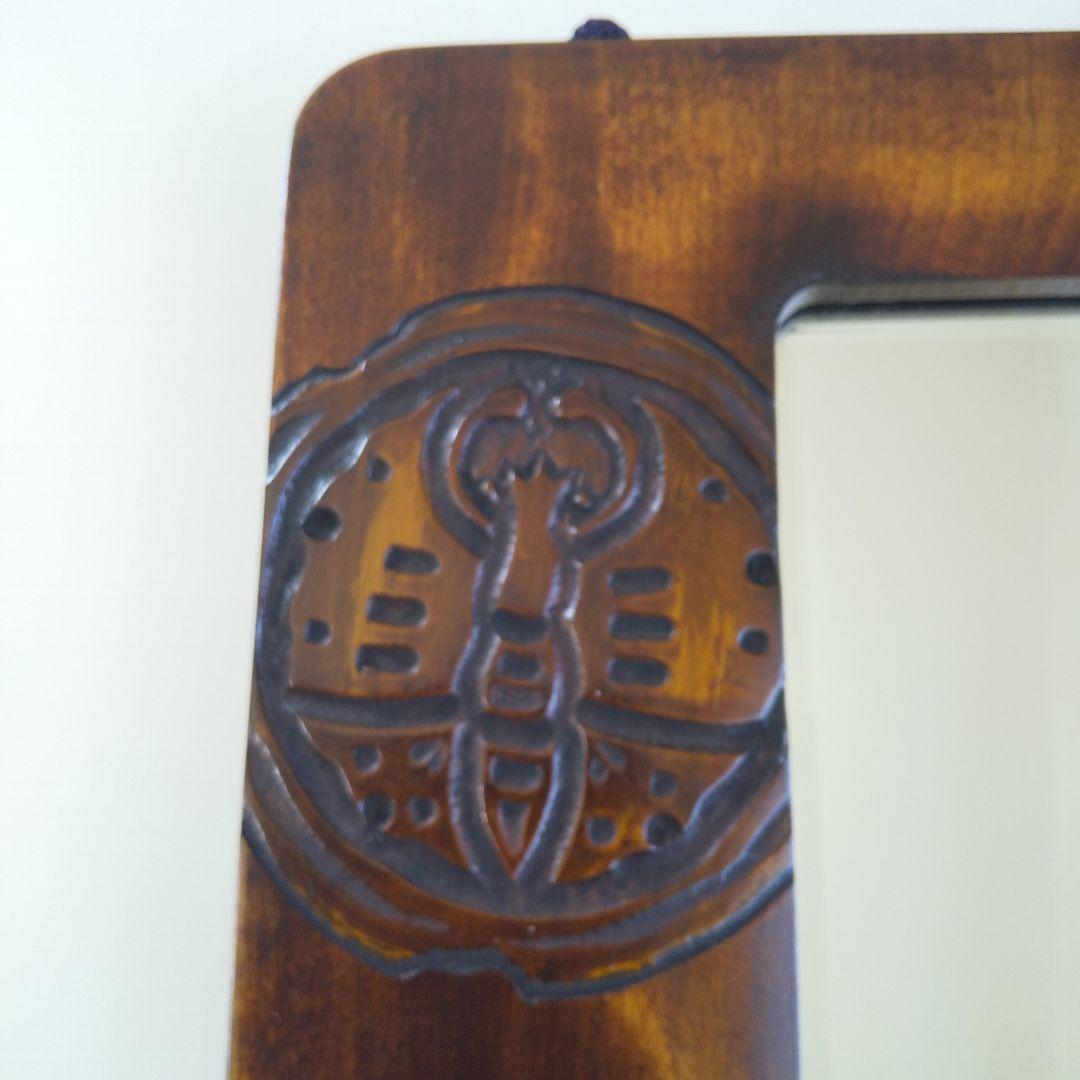 壁掛け鏡　烏城彫　岡山県工芸品　伝統工芸品