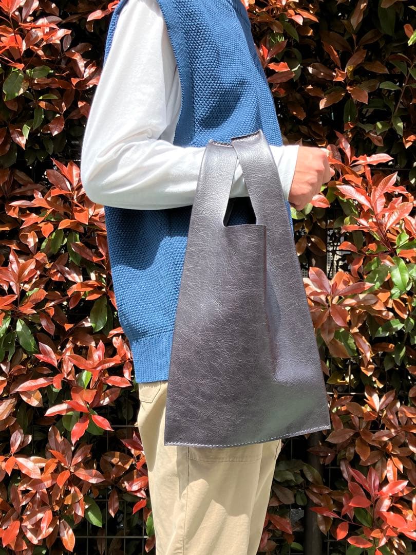 本革 レジブクロ M レザー レジ袋 トートバッグ ミニトート ハンドメイド