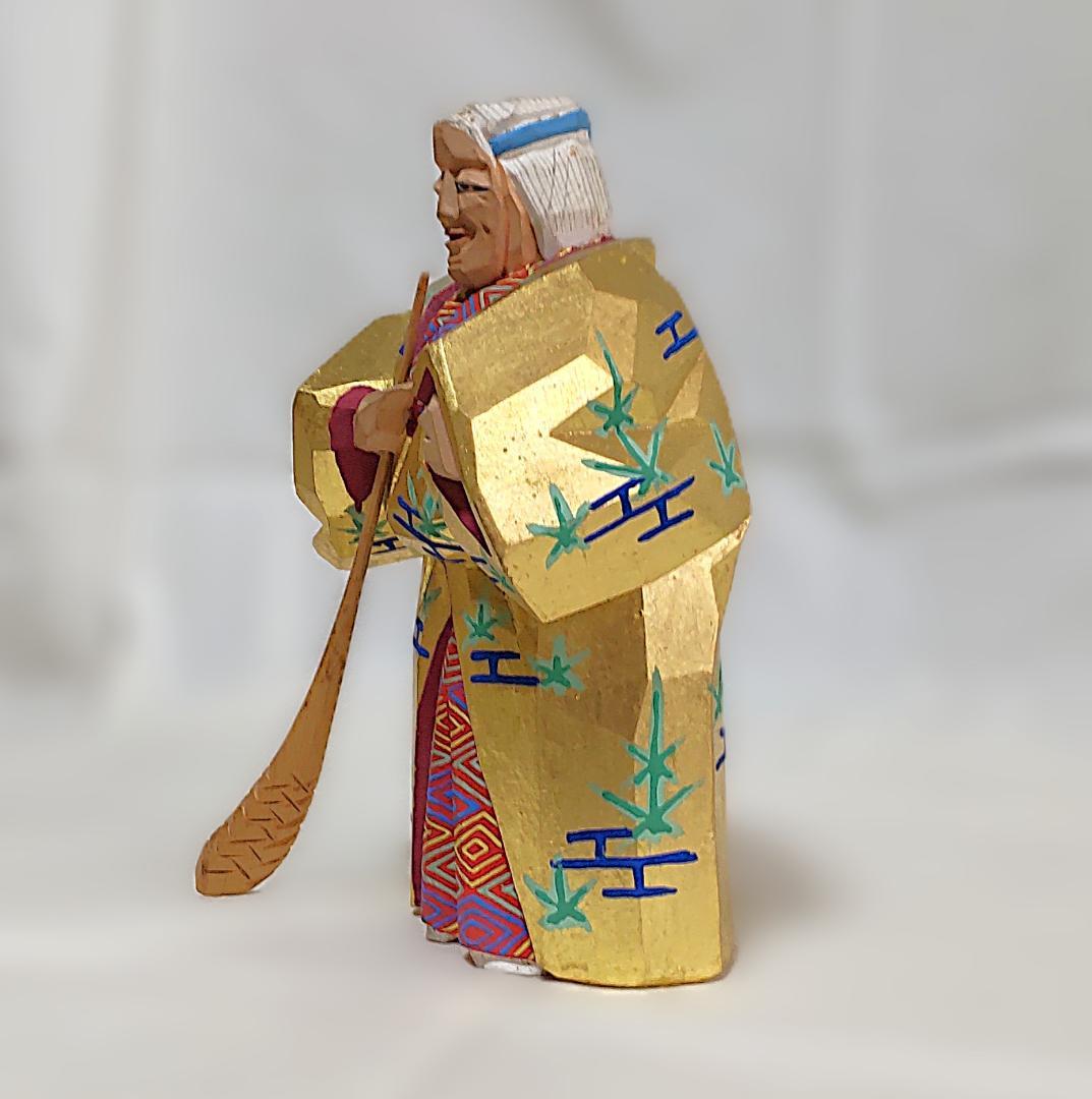 一刀彫 高砂 奈良一刀彫 奈良人形 木嶋良宗 工芸品 置物 共箱