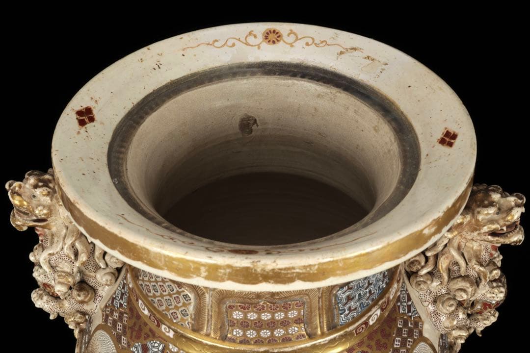 【極上薩摩焼】特大　薩摩　壺　大壺　香炉 飾壺 時代骨董 古美術アート　古美術品