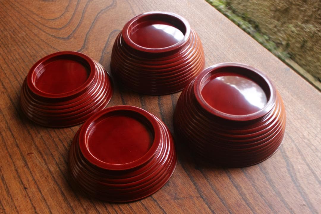 保管小傷のみ！深みある糸目紅溜塗に極上稲穂福来雀蒔絵のお椀2点（検輪島塗雑煮椀