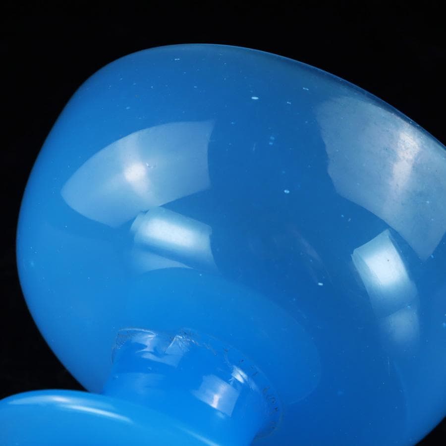 Y2679-9 昭和レトロ 氷コップ 青練りガラス ガラスコップ　＃6