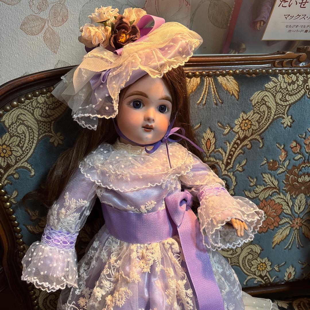 ki様 ドール用 ラベンダー フリル付き ドレスとヘッドドレス