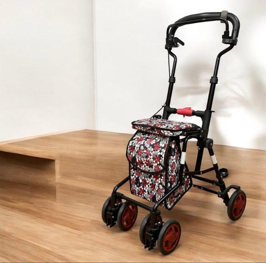 ✨美品✨島製作所 シルバーカー モート 軽量3.7kg 花柄 座面付 説明書付