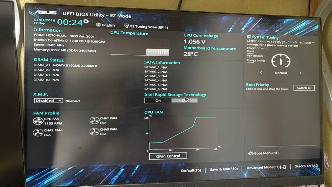 Core i7 7700 + PRIME H270PLUS + CPUクーラー