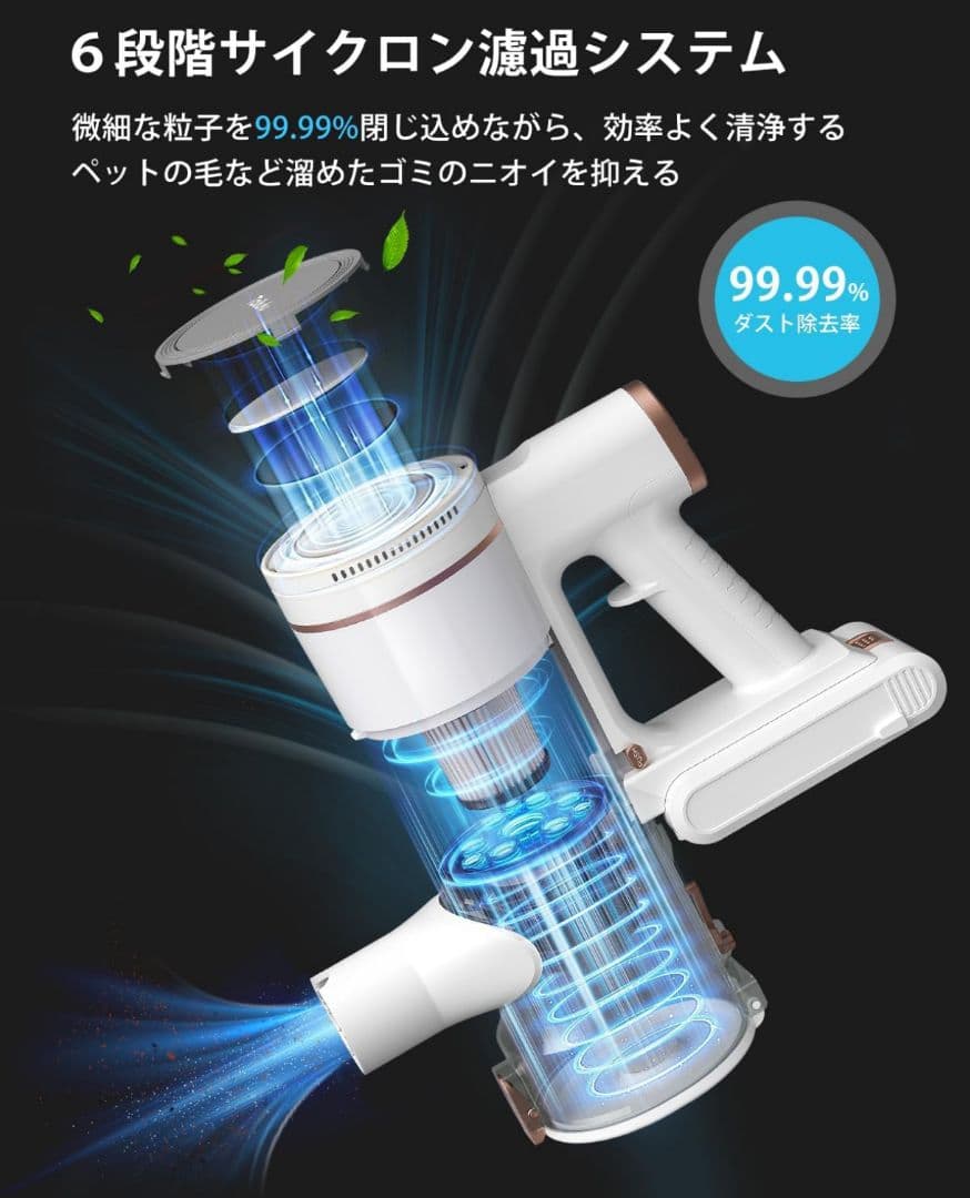 掃除機 コードレス80Kpa真の強力吸引