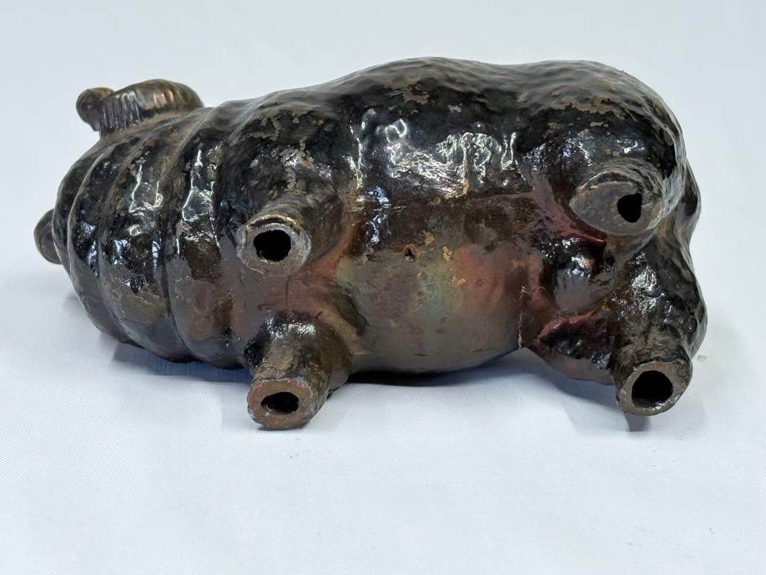香炉 骨董品 古銅 中国美術 羊 干支 アンティーク 縁起物 金属 蓋付き