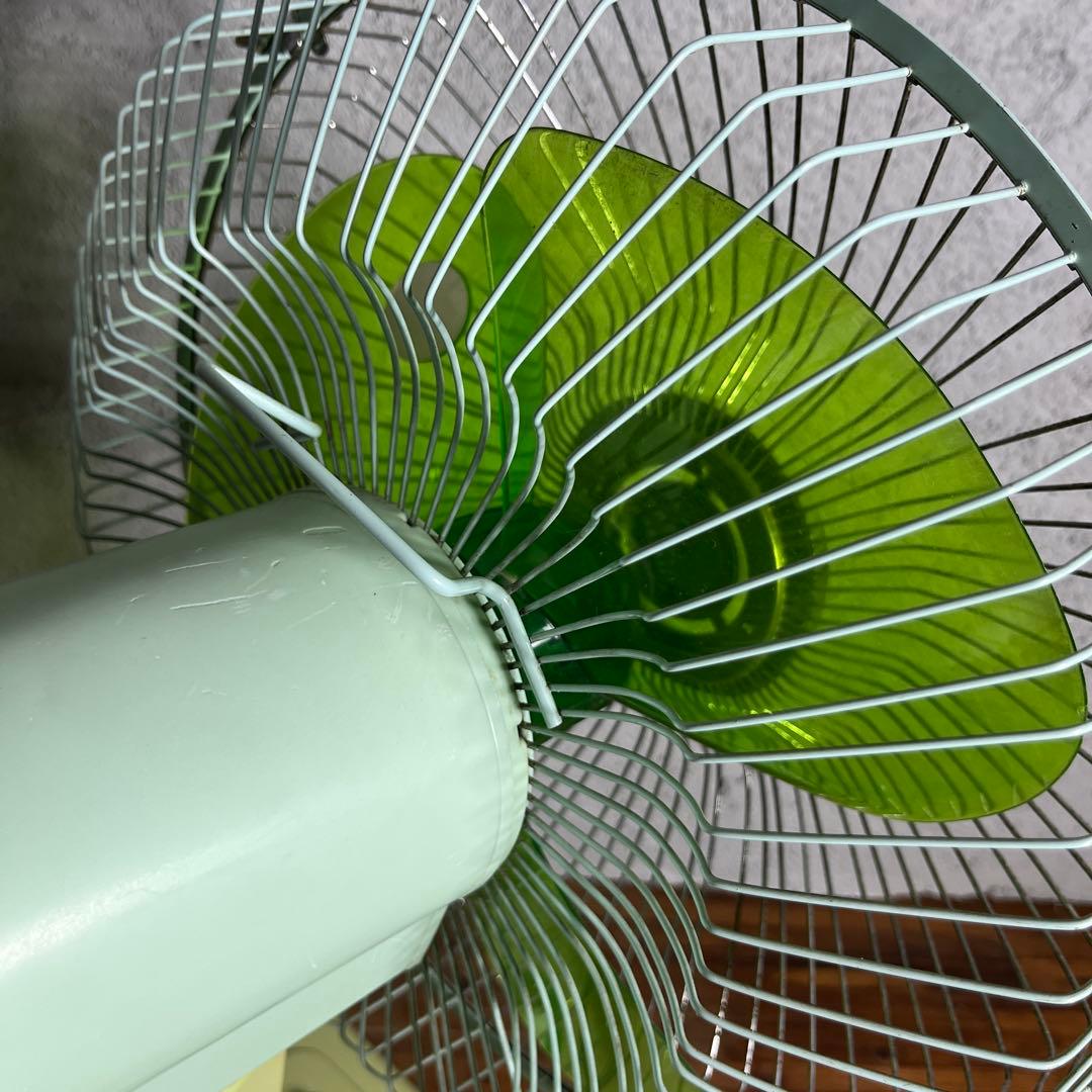 昭和レトロ ホリエ電機 扇風機 HF-30RA グリーン 羽根付き ビンテージ