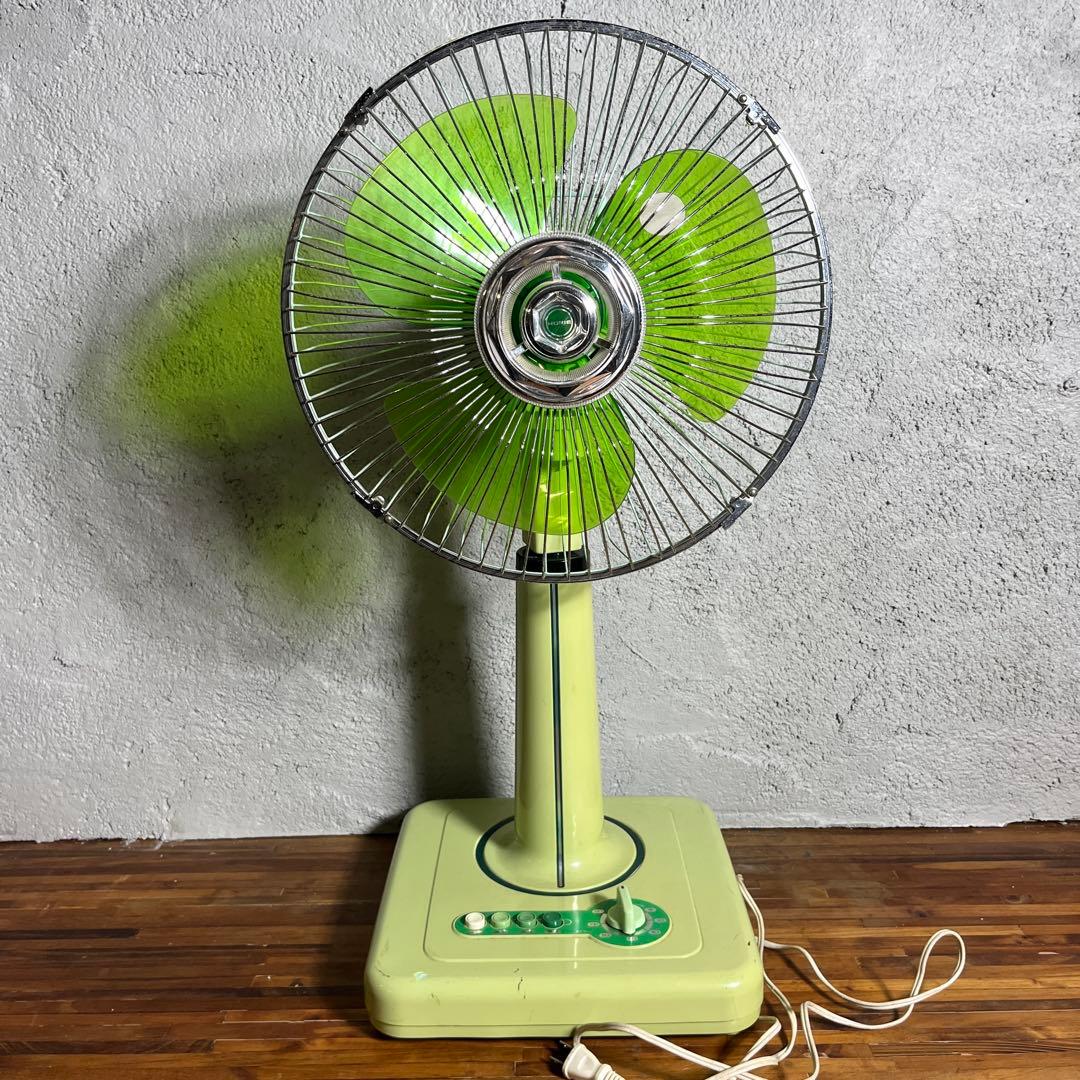 昭和レトロ ホリエ電機 扇風機 HF-30RA グリーン 羽根付き ビンテージ
