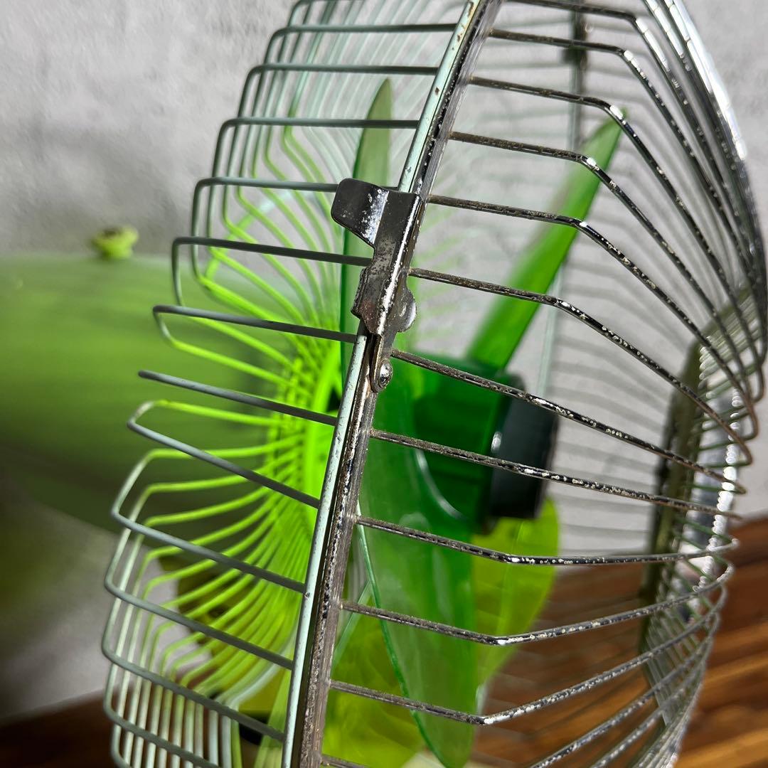 昭和レトロ ホリエ電機 扇風機 HF-30RA グリーン 羽根付き ビンテージ