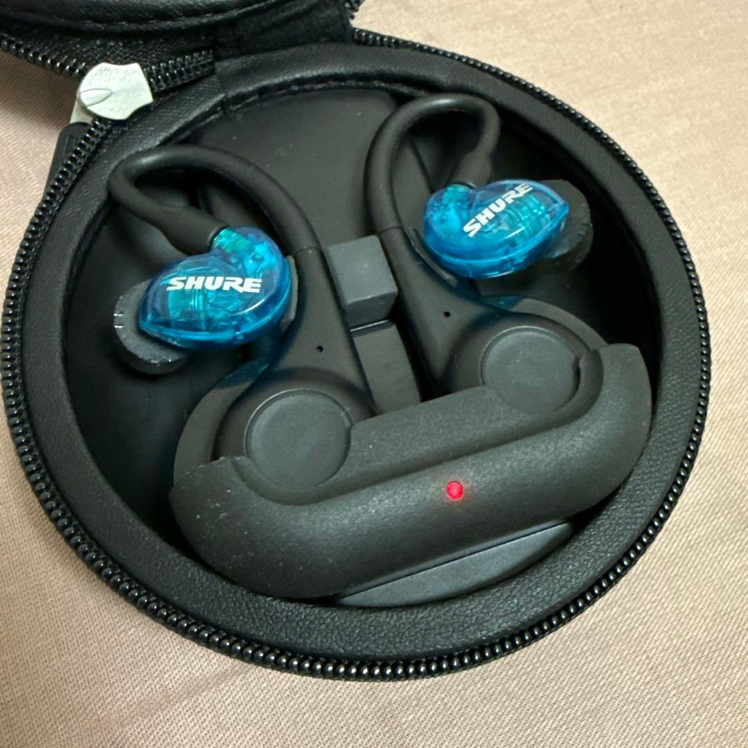 SHURE イヤホン青色 bluetooth充電機能付き