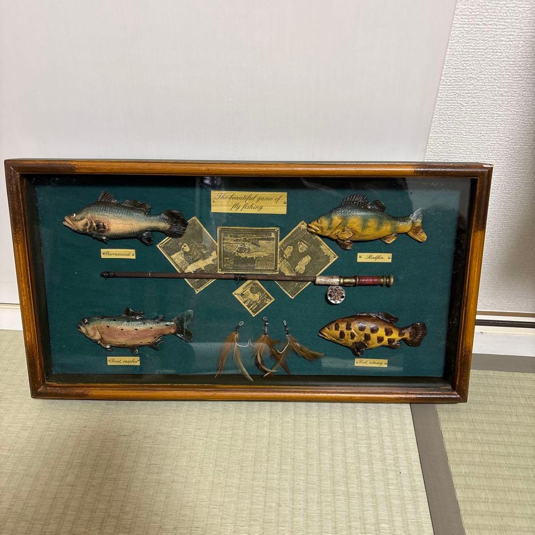 フライフィッシング 壁掛け ウォールアート ヴィンテージ 当時物　額　飾り