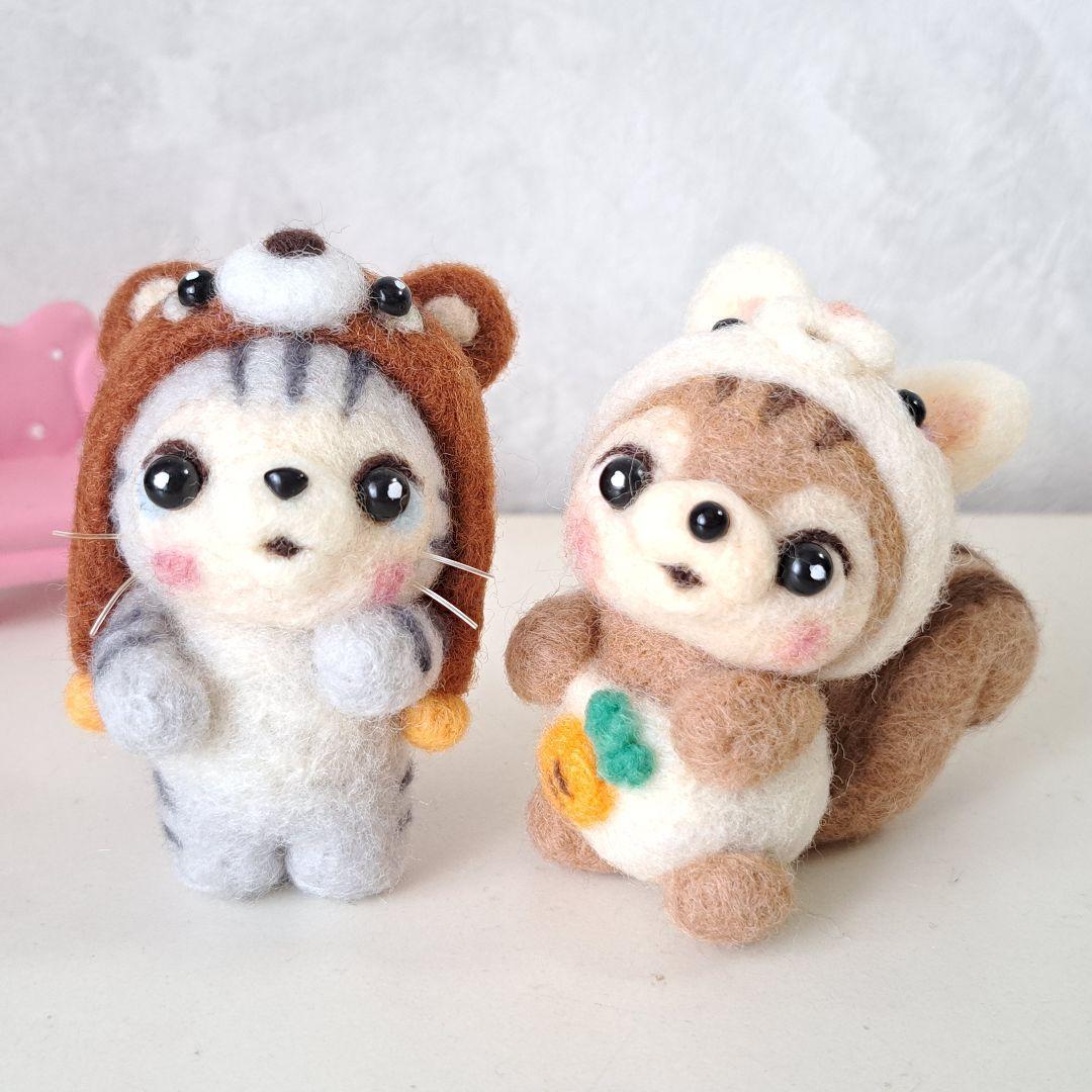ココ☆ニンジンパンツのウサギリスちゃん　羊毛フェルト
