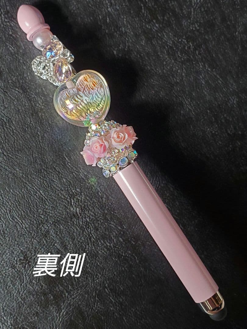 カスタムボールペン✨タッチペン 猫 ハート 夜光薔薇