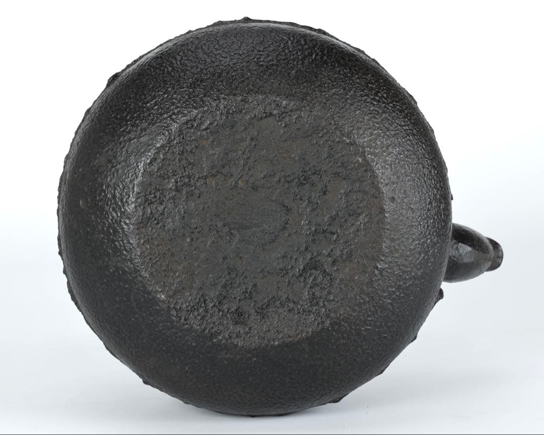 【時代鉄瓶】班柴銅蓋 累座紋 萬代屋形鉄瓶 茶道具 湯沸 古鉄瓶 古美術 骨董品