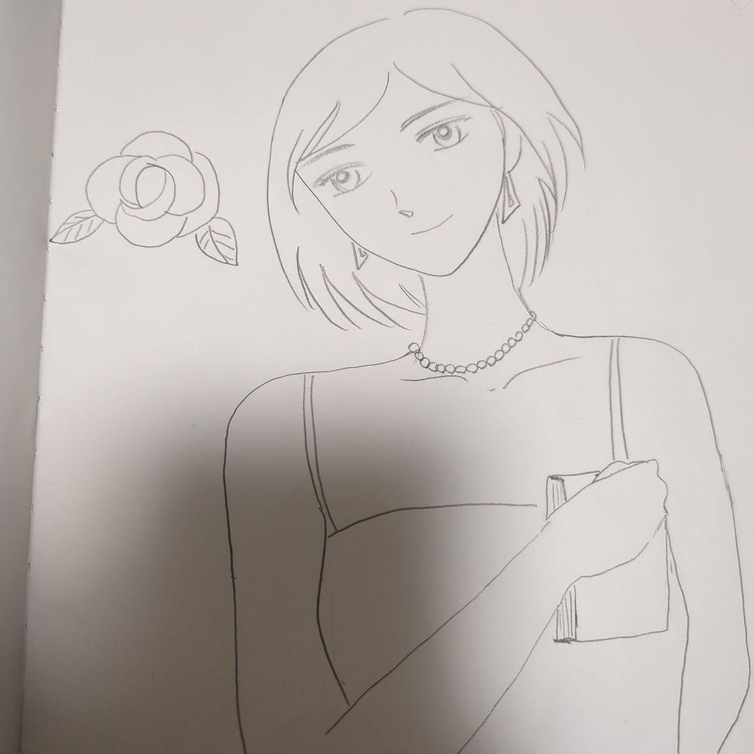 女性のポートレート線画イラスト