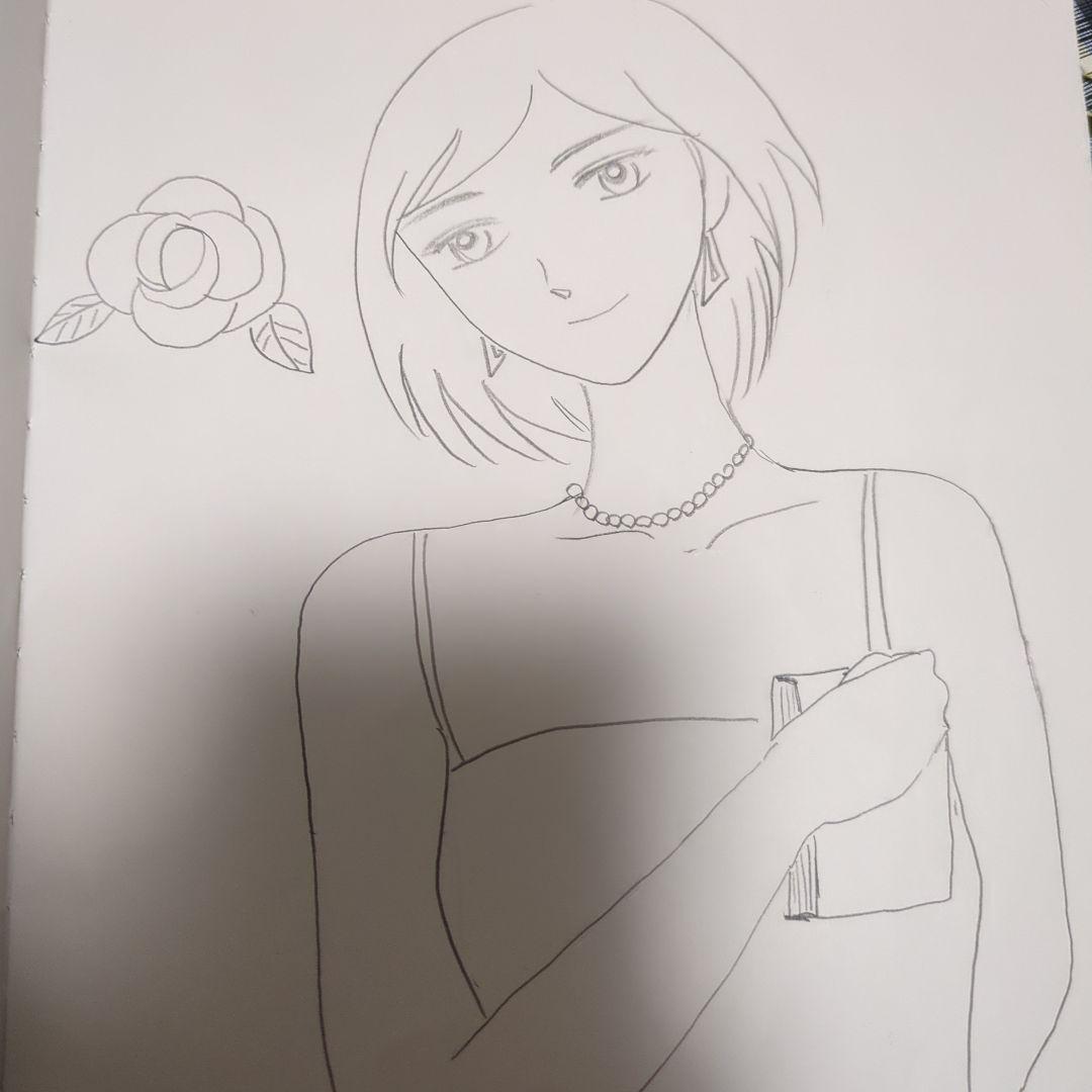 女性のポートレート線画イラスト